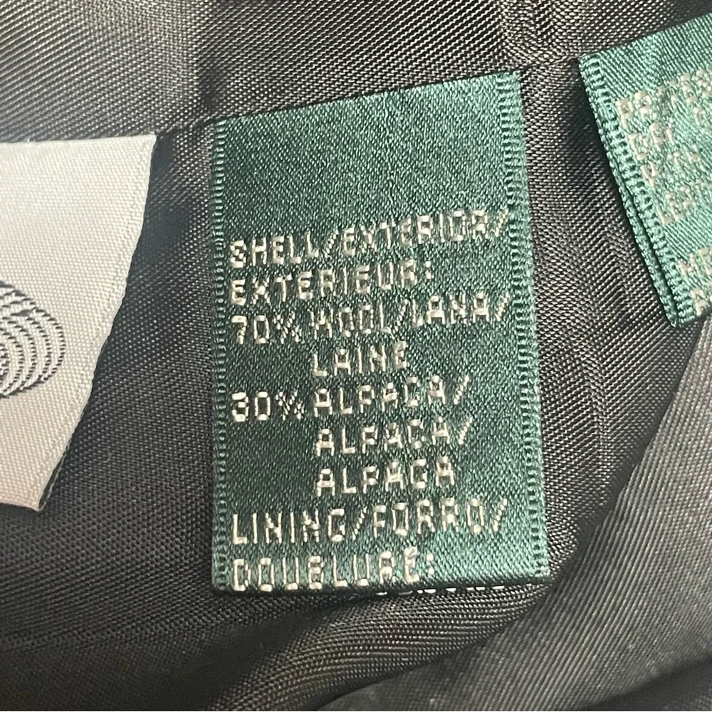 Lauren Ralph Lauren Black & White Herringbone Jacket Wool Alpaca Leather Size 4 - Picture 6 of 11